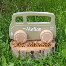 Little Dutch Drevené autíčko Dodávka - olive