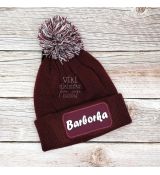 Zimná čiapka s brmbolcom - burgundy