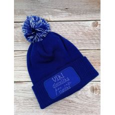 Zimná čiapka s brmbolcom - modrá