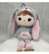 Metoo zajačik Bunny 50 cm - šedý/ružový