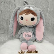 Metoo zajačik Bunny 50 cm - šedý/ružový